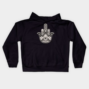 Ornate Middle Finger Hamsa Hand (on back) Kids Hoodie